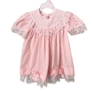 Vintage JoLene Pink Lace Dress Made in USA in Size 2T